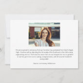 ミニマモダンリストシンプルオーバーレイ写真卒業 案内状 (裏面)