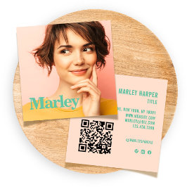 ミニマモダンリストシンプルキュートおもしろいシック写真 スクエア名刺