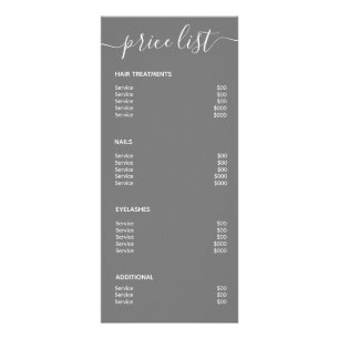 ミニマモダンリストシンプルサロングレー価格表スパ ラックカード