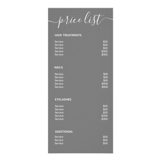 ミニマモダンリストシンプルサロングレー価格表スパ ラックカード (裏面)
