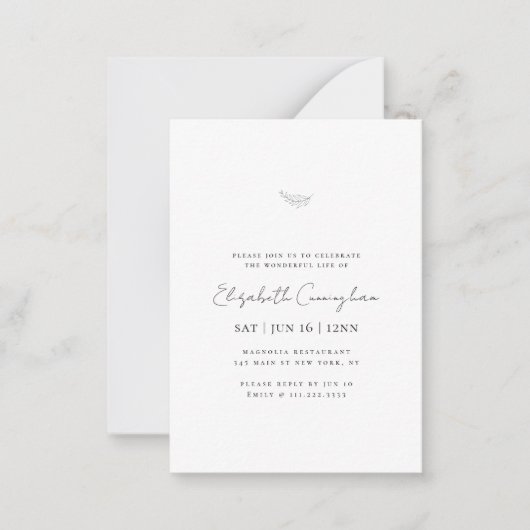 ミニマモダンリストシンプルシック記念葬儀 ノートカード (正面)