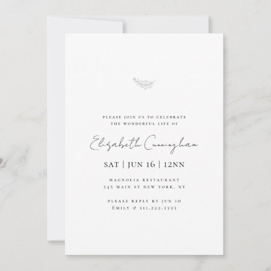 ミニマモダンリストシンプルシック記念葬儀 招待状 (正面)