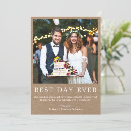 ミニマモダンリストシンプルフォトクラフト最高のデーエバー サンキューカード (スタンド正面)