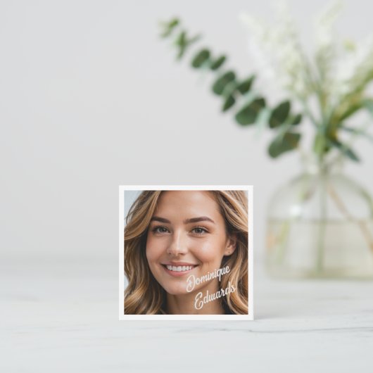 ミニマモダンリストシンプルフォトソーシャルメディア スクエア名刺 (スタンド正面)