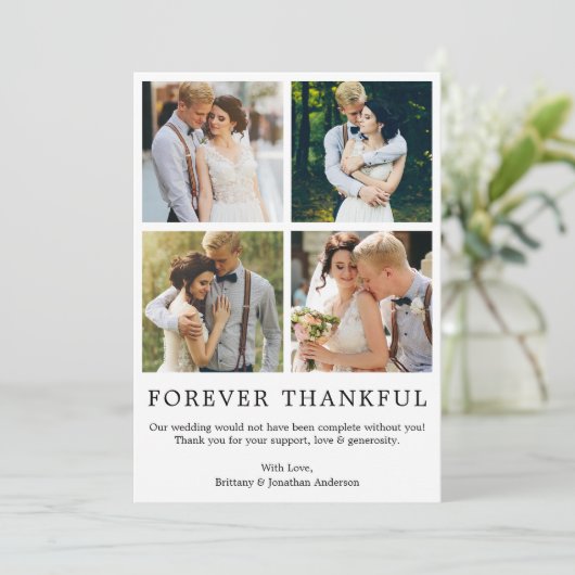 ミニマモダンリストシンプルフォーエバー感謝4枚の写真 サンキューカード (スタンド正面)