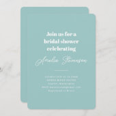 ミニマモダンリストシンプルブライダルシャワーアクアブルー 招待状 (正面/裏面)