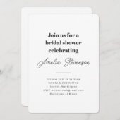 ミニマモダンリストシンプルブライダルシャワーホワイト 招待状 (正面/裏面)