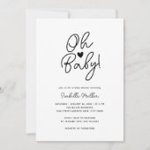 ミニマモダンリストシンプルブラックアンドホワイトベビーシャワー 招待状 (正面)