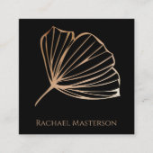 ミニマモダンリストシンプルブラックアンド金ゴールド スクエア名刺 (正面)