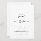 ミニマモダンリストシンプルブラックノット日付を保存 セーブザデート (正面/裏面)