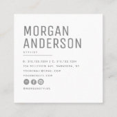 ミニマモダンリストシンプルプロフェッショナルフォトスクエア スクエア名刺 (裏面)