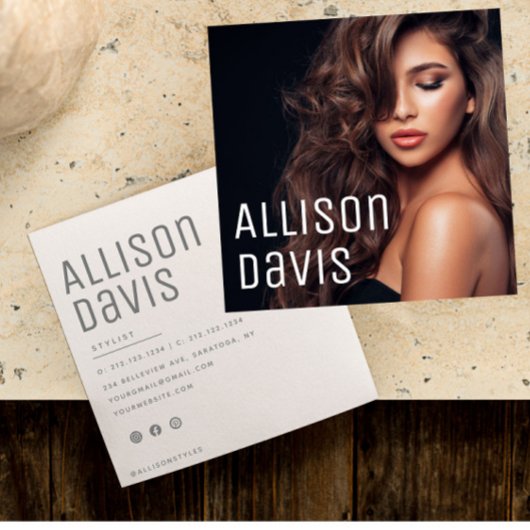 ミニマモダンリストシンプルプロフェッショナルフォトスクエア スクエア名刺