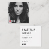 ミニマモダンリストシンプルプロフェッショナルフォトスクエア スクエア名刺 (正面/裏面)