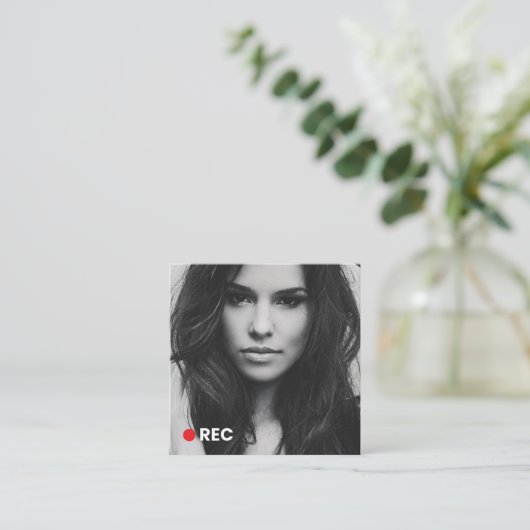 ミニマモダンリストシンプルプロフェッショナルフォトスクエア スクエア名刺 (スタンド正面)