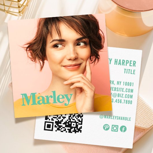 ミニマモダンリストシンプルプロフェッショナル写真かわいい スクエア名刺