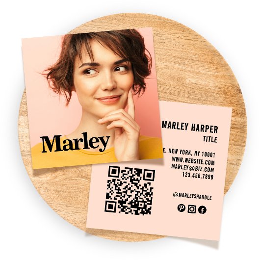 ミニマモダンリストシンプルプロフェッショナル写真かわいい スクエア名刺