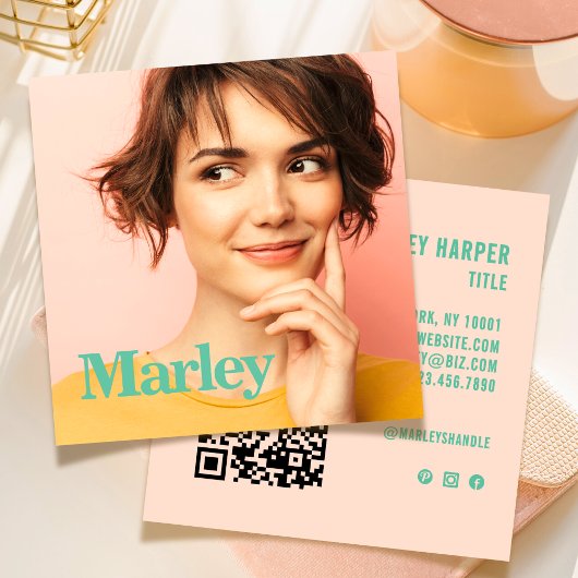 ミニマモダンリストシンプルプロフェッショナル写真かわいい スクエア名刺