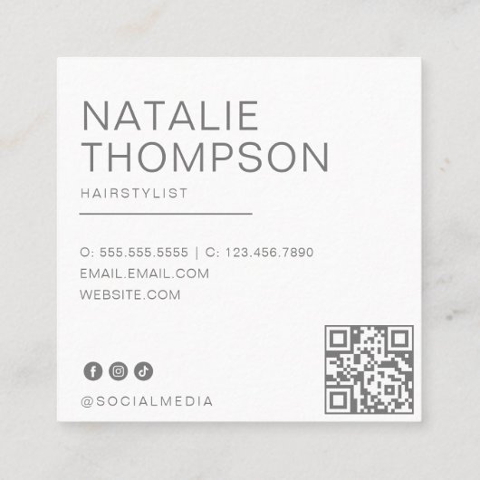 ミニマモダンリストシンプルプロフェッショナル写真クール スクエア名刺 (裏面)