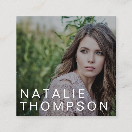 ミニマモダンリストシンプルプロフェッショナル写真クール スクエア名刺 (正面)