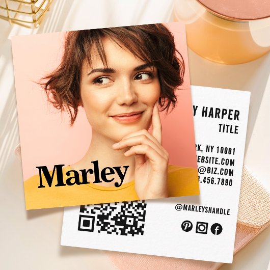 ミニマモダンリストシンプルプロフェッショナル写真トレンディー スクエア名刺