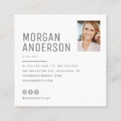 ミニマモダンリストシンプルプロフェッショナル写真バラ スクエア名刺 (裏面)