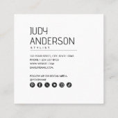 ミニマモダンリストシンプルプロフェッショナル写真 スクエア名刺 (裏面)