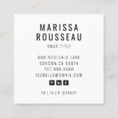 ミニマモダンリストシンプルプロフェッショナル写真 スクエア名刺 (裏面)