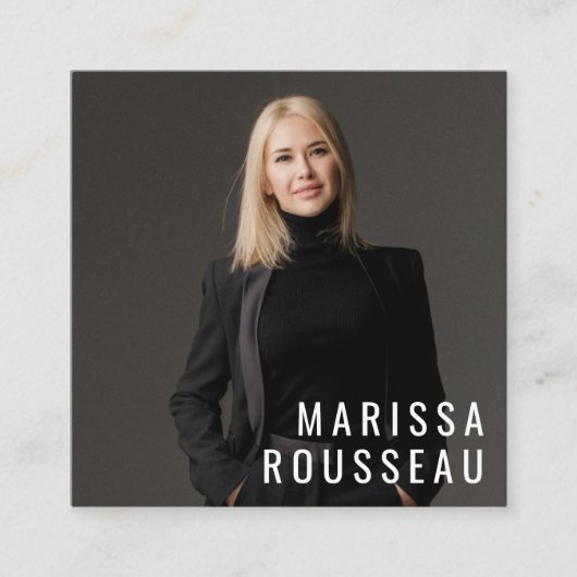 ミニマモダンリストシンプルプロフェッショナル写真 スクエア名刺 (正面)