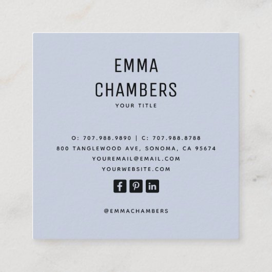 ミニマモダンリストシンプルプロフェッショナル写真 スクエア名刺 (裏面)