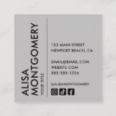 ミニマモダンリストシンプルプロフェッショナル写真 スクエア名刺 (裏面)