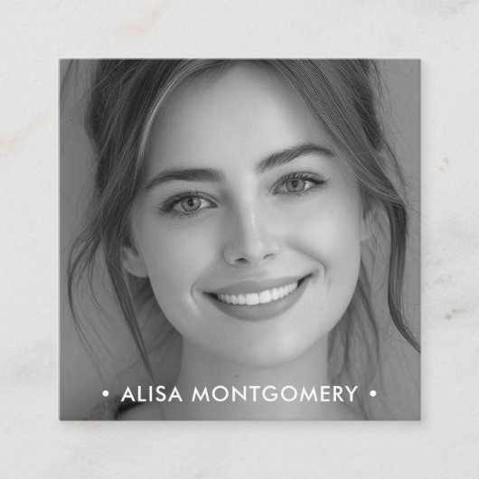 ミニマモダンリストシンプルプロフェッショナル写真 スクエア名刺 (正面)