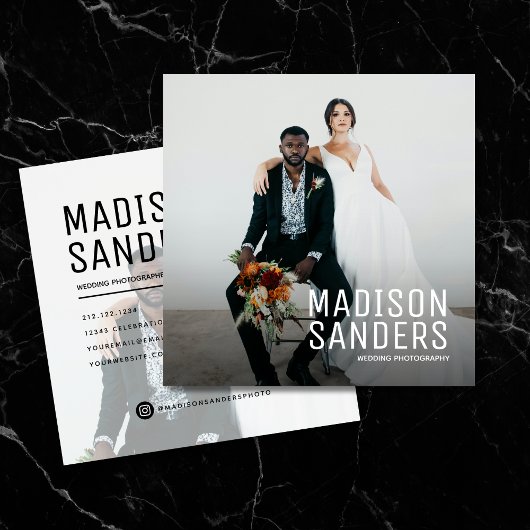 ミニマモダンリストシンプルプロフェッショナル写真 スクエア名刺