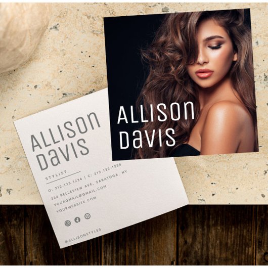 ミニマモダンリストシンプルプロフェッショナル写真 スクエア名刺