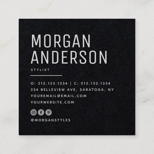 ミニマモダンリストシンプルプロフェッショナル写真 スクエア名刺 (裏面)