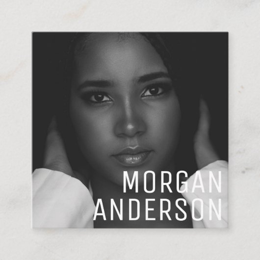 ミニマモダンリストシンプルプロフェッショナル写真 スクエア名刺 (正面)