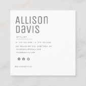 ミニマモダンリストシンプルプロフェッショナル写真 スクエア名刺 (裏面)