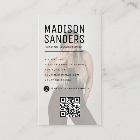 ミニマモダンリストシンプルプロフェッショナル写真 名刺 (裏面)