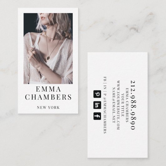 ミニマモダンリストシンプルプロフェッショナル写真 名刺 (正面/裏面)