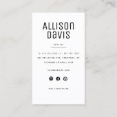 ミニマモダンリストシンプルプロフェッショナル写真 名刺 (裏面)