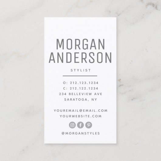 ミニマモダンリストシンプルプロフェッショナル写真 名刺 (裏面)