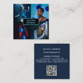 ミニマモダンリストシンプルプロフェッショナル写真qrコード スクエア名刺