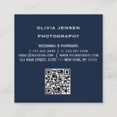 ミニマモダンリストシンプルプロフェッショナル写真qrコード スクエア名刺 (裏面)