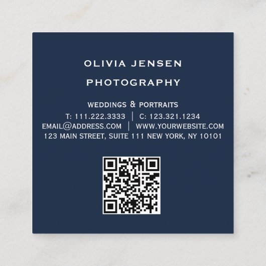 ミニマモダンリストシンプルプロフェッショナル写真qrコード スクエア名刺 (裏面)