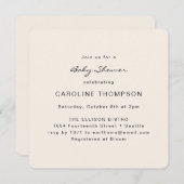 ミニマモダンリストシンプルベビーシャワーアイボリースクエア 招待状 (正面/裏面)