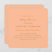 ミニマモダンリストシンプルベビーシャワーピーチスクエア 招待状 (正面/裏面)