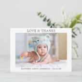 ミニマモダンリストシンプルベビーラヴ感謝していィ サンキューカード (スタンド正面)