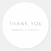 ミニマモダンリストシンプルホワイト結婚の感謝 ラウンドシール (正面)