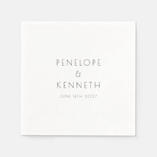 ミニマモダンリストシンプルホワ結婚イトのカスタム スタンダードカクテルナプキン (正面)