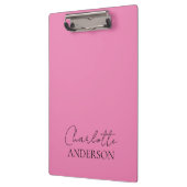 ミニマモダンリストシンプルモノグラム名ピンク クリップボード (左)