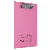 ミニマモダンリストシンプルモノグラム名ピンク クリップボード (右)